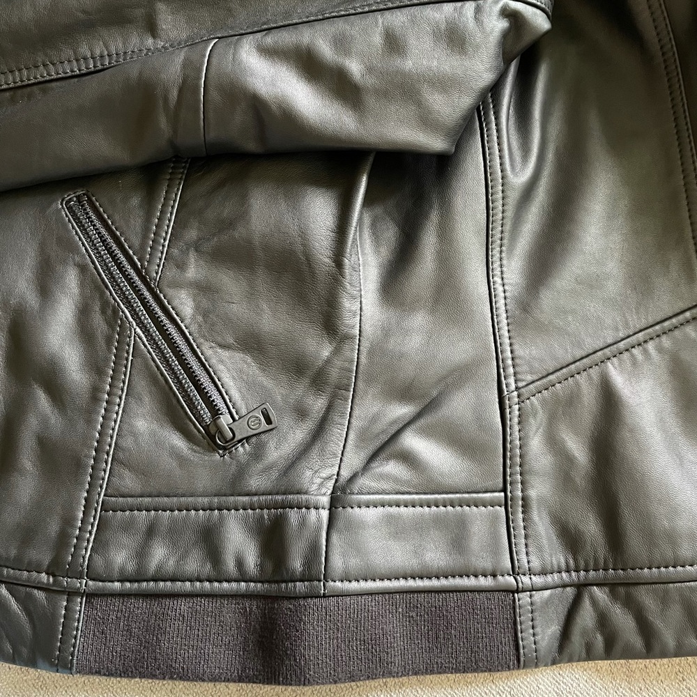 BERNARDO BLACK LEATHER BIKER MOTO JACKET SLIM XS - Picture 7 of 9